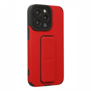 Apple iPhone 13 Pro Kılıf Mega Standlı Silikon - Kırmızı