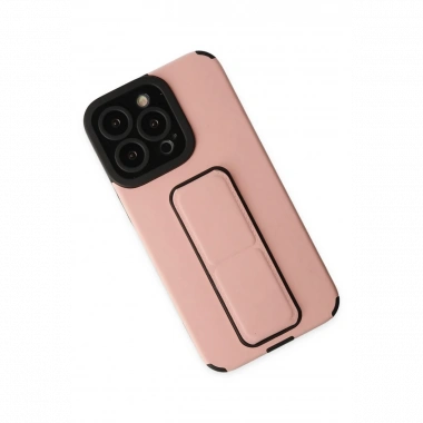 Apple iPhone 13 Pro Kılıf Mega Standlı Silikon - Pudra