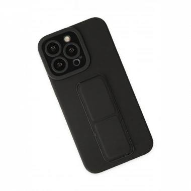 Apple iPhone 13 Pro Kılıf Mega Standlı Silikon - Siyah