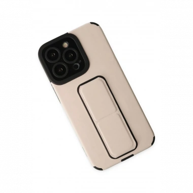 Apple iPhone 13 Pro Max Kılıf Mega Standlı Silikon - Gold