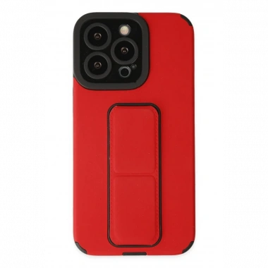 Apple iPhone 13 Pro Max Kılıf Mega Standlı Silikon - Kırmızı
