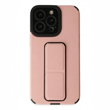Apple iPhone 13 Pro Max Kılıf Mega Standlı Silikon - Pudra