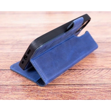 Apple iPhone 13 Pro Uyumlu Deri Cüzdanlı Kılıf Lacivert