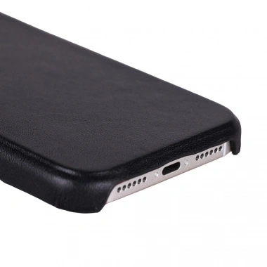 Apple iPhone 17 Pro Max için, Hakiki Deri, El Yapımı Kılıf, Magsafe ile uyumlu, İç Yüzeyi Kadife, Kömür Siyah
