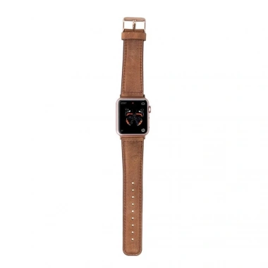 Apple Watch Uyumlu Deri Kordon 42-44-45mm G19 Taba