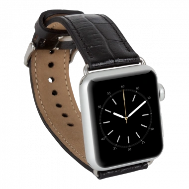 Apple Watch Uyumlu Deri Kordon 42-44-45mm Kroko Siyah