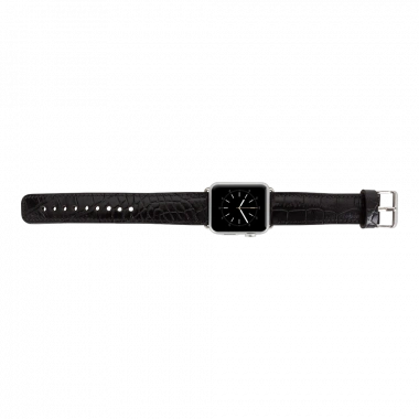 Apple Watch Uyumlu Deri Kordon 42-44-45mm Kroko Siyah