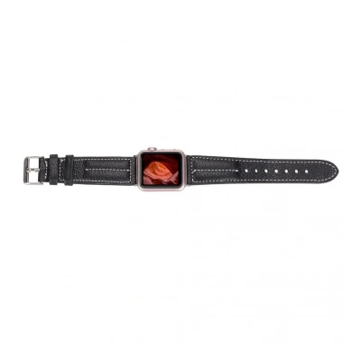 Apple Watch Uyumlu Deri Kordon 42-44-45mm NM3-AS1 Siyah