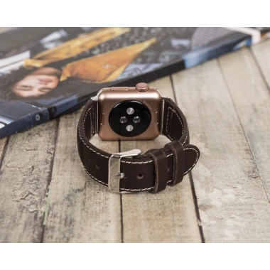 Apple Watch Uyumlu Deri Kordon 42-44-45mm NM4-AS3 Kahve