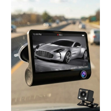 Araç DVR Kamera Çift Lensli 4 İnç Ekranlı G Sensörlü