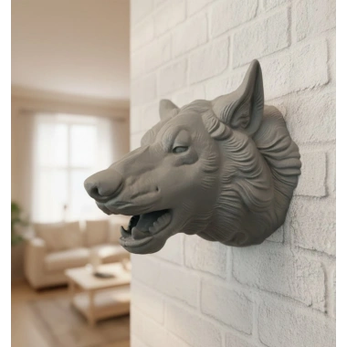 Asılabilir Gri Kurt Heykeli Ev Ofis Duvar Süslemesi Dekoratif
