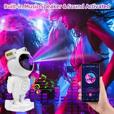 Astronot Gece Lambası Projektör Bluetooth Hoparlör Uzaktan Kumandalı (5468)