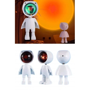 Astronot Işık Projektörü Gökkuşağı Projeksiyon Gece Lambası Hediyelik