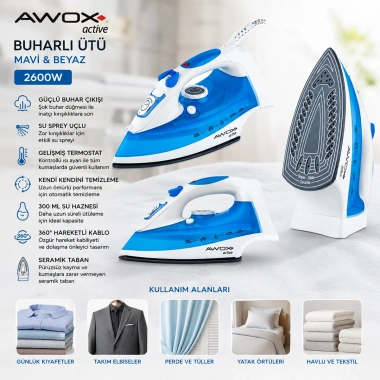 AWOX ACTİVE BUHARLI ÜTÜ 2600 WATT (5468)