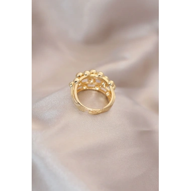 Ayarlamalı Gold Renk Metal Bombeli Boluncuk Model Yüzük