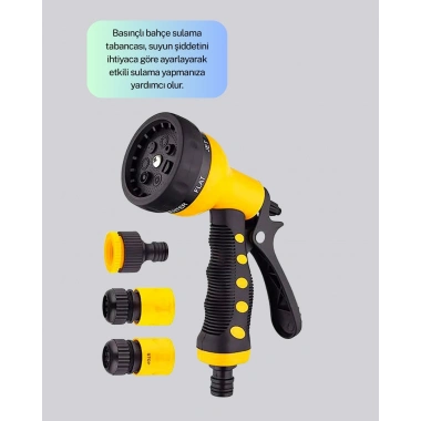 Ayarlanabilir Basınçlı 8 Modlu Bahçe Sulama Tabancası Hortum Aparatı