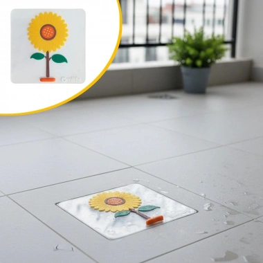 Ayçiçeği Tasarımlı Gider Koku Önleyici – Silikon Lavabo Gider Matı (5468)