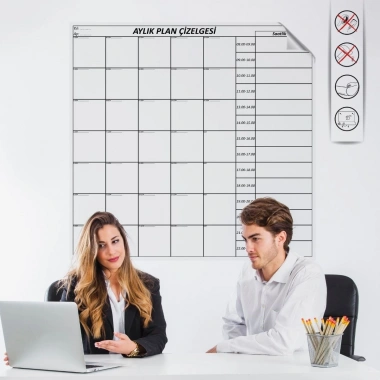 Aylık Planlayıcı Manyetik Duvar Stickerı Takvim Plan Çizelgesi (5468)