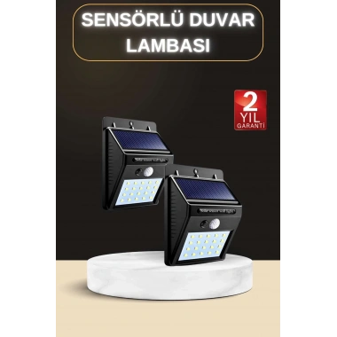 Bahçe Aydınlatma Sensörlü Güneş Enerjili Duvar Lambası 40 Led Işık