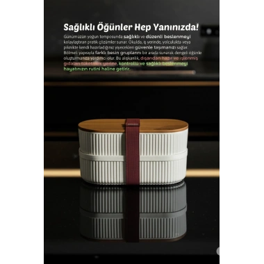 Bambu Kapaklı Lunch Box Kahvaltılık Saklama Kabı Large Bölmeli