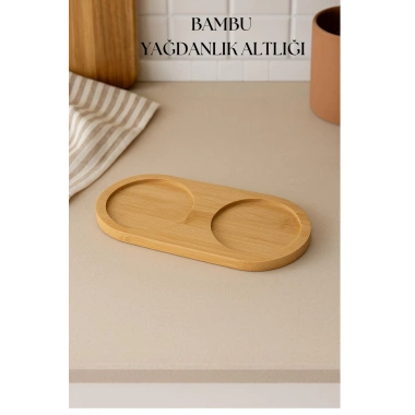 Bambu Yağdanlık Altlığı Çift Yuvalı 9x19 Cm