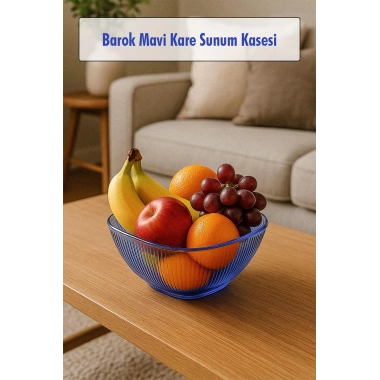 Barok Mavi Orta Boy Kare Kase & Sunum Kasesi - 1,5 Lt