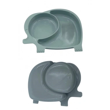 Bebek ve Çocuk için Sevimli Fil Model Desenli Yemek Bebek Mama Kabı Bölmeli Tabak (5468)