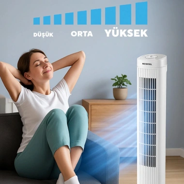 BEYAZ 50W 3 KADEME - ZAMANLAYICI KULE TİPİ VANTİLATÖR KTF-258W (5468)
