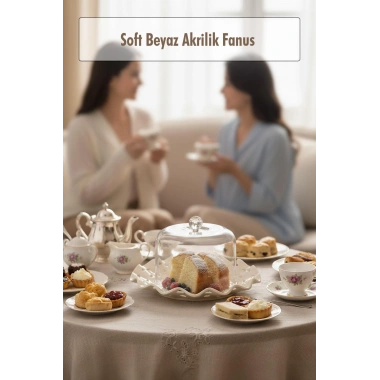 Beyaz Akrilik Delikli Fanus Sunum ve Saklama Kabı - 2 Parça