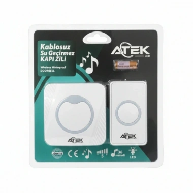 Beyaz Kablosuz Su Geçirmez Kapı Zili