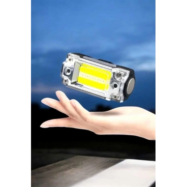 Beyaz Led Işık Sensörlü Kafa Lambası Lityum Batarya Led El Fenerli Şarjlı