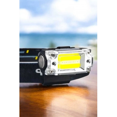 Beyaz Led Işık Sensörlü Kafa Lambası Lityum Batarya Led El Fenerli Şarjlı