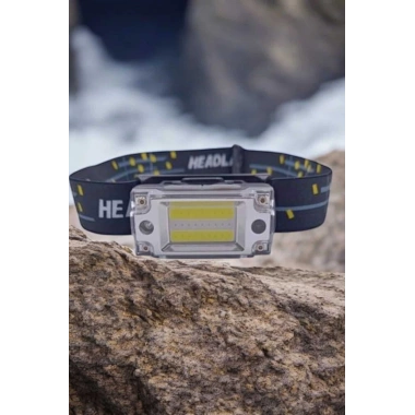 Beyaz Led Işık Sensörlü Kafa Lambası Lityum Batarya Led El Fenerli Şarjlı