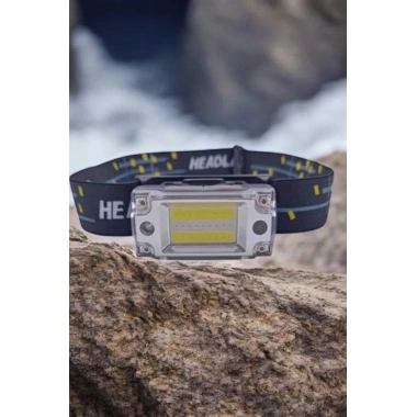 Beyaz Led Işık Sensörlü Kafa Lambası Lityum Batarya Led El Fenerli Şarjlı