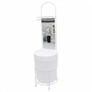 BEYAZ METAL AYAKLI WC KAĞITLIK YUVARLAK PLASTİK KOVALI (5468)