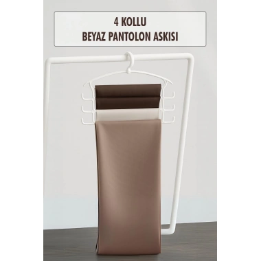 Beyaz Pantolon Askısı & Dolap Düzenleyici Askı