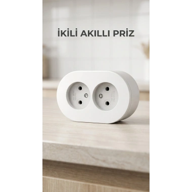 Beyaz Renk Çift Girişli Sıva Üstü Topraklı Duvar Prizi