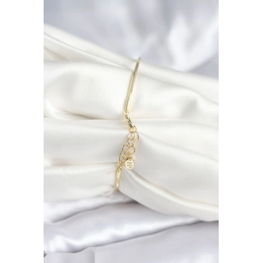 Beyaz Sedefli Yonca Model Gold Renk Kadın Bileklik