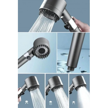 BiiShe® 3 Kademeli Turbo Basınçlı Masaj Başlıklı Silikon Fırçalı Duş Başlığı – Yüksek Basınçlı Su Tasarruflu Duş Başlığı