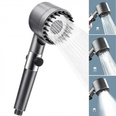 BiiShe® 3 Kademeli Turbo Basınçlı Masaj Başlıklı Silikon Fırçalı Duş Başlığı – Yüksek Basınçlı Su Tasarruflu Duş Başlığı