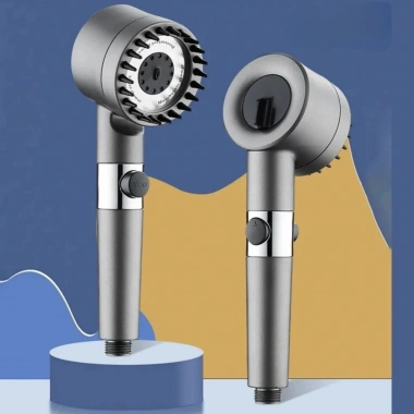 BiiShe® 3 Kademeli Turbo Basınçlı Masaj Başlıklı Silikon Fırçalı Duş Başlığı – Yüksek Basınçlı Su Tasarruflu Duş Başlığı