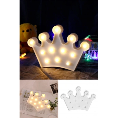BiiShe® 3D Dekoratif Pilli Kraliçe Tacı Model Led Masa ve Gece Lambası