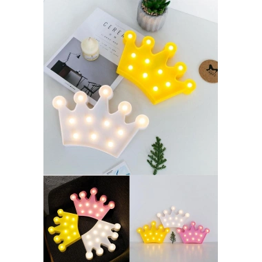 BiiShe® 3D Dekoratif Pilli Kraliçe Tacı Model Led Masa ve Gece Lambası