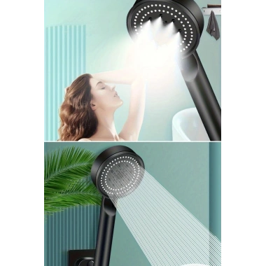 BiiShe® 5 Fonksiyonlu Yüksek Basınçlı Ayarlanabilir Siyah Duş Başlığı