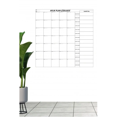 BiiShe® Aylık Planlayıcı Manyetik Duvar Stickerı Takvim Plan Çizelgesi