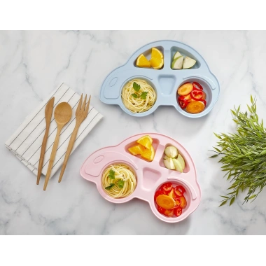 BiiShe® Bebekler İçin Araba Şeklinde Sevimli Mama Tabağı Çocuk Tabldot