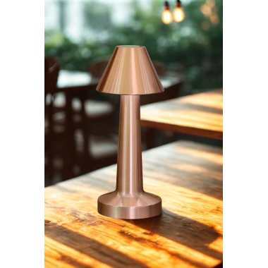 BiiShe® Çatı Model Bronz Renk Şarjlı Dokunmatik 3 Renkli LED Masa Lambası