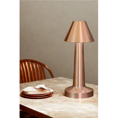 BiiShe® Çatı Model Bronz Renk Şarjlı Dokunmatik 3 Renkli LED Masa Lambası