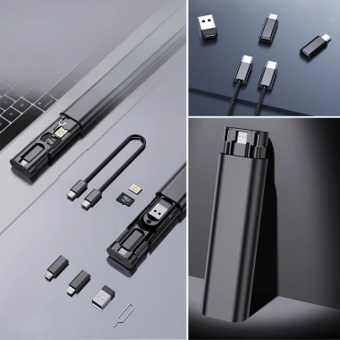 BiiShe® Cep Tipi 60W Bas Aç Type-C,İphone Şarj,Micro USB Hızlı Şarj Data Kablo Seti