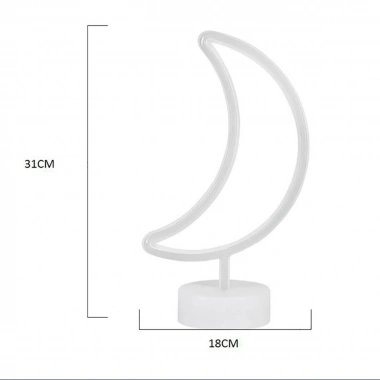 BiiShe® Dekoratif Pilli Ay Tasarımlı 3D Neon Led Masa Ve Gece Lambası